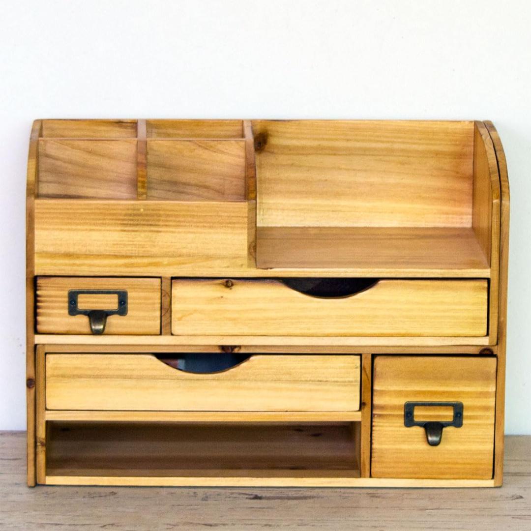 小物入れ 伸縮 自由自在 木製デスクオーガナイザー 卓上