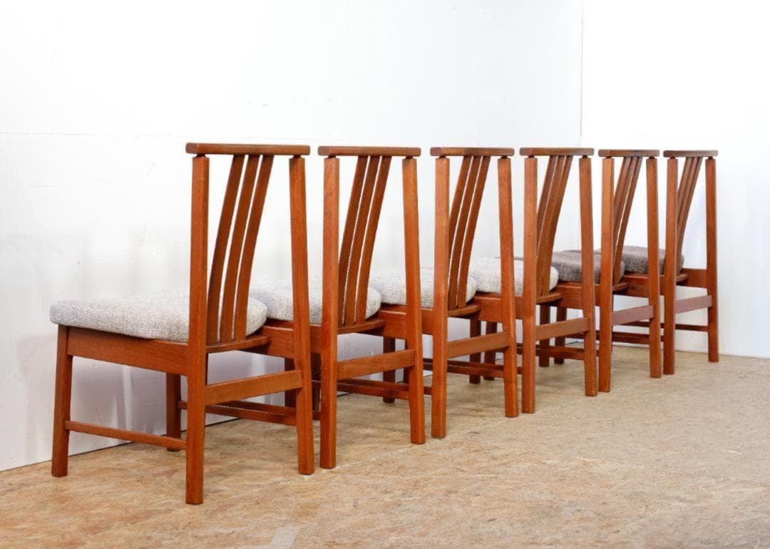 ヴィンテージ チーク無垢材 ハイバックダイニングチェア 1脚分