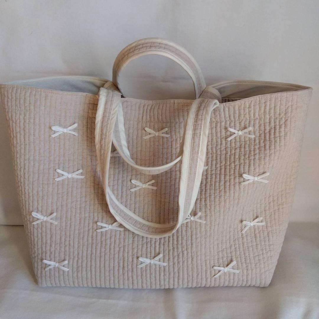 マグネット 底板☆ピクニックトート☆ ダークグレー ベルベットリボン ヌビバッグ