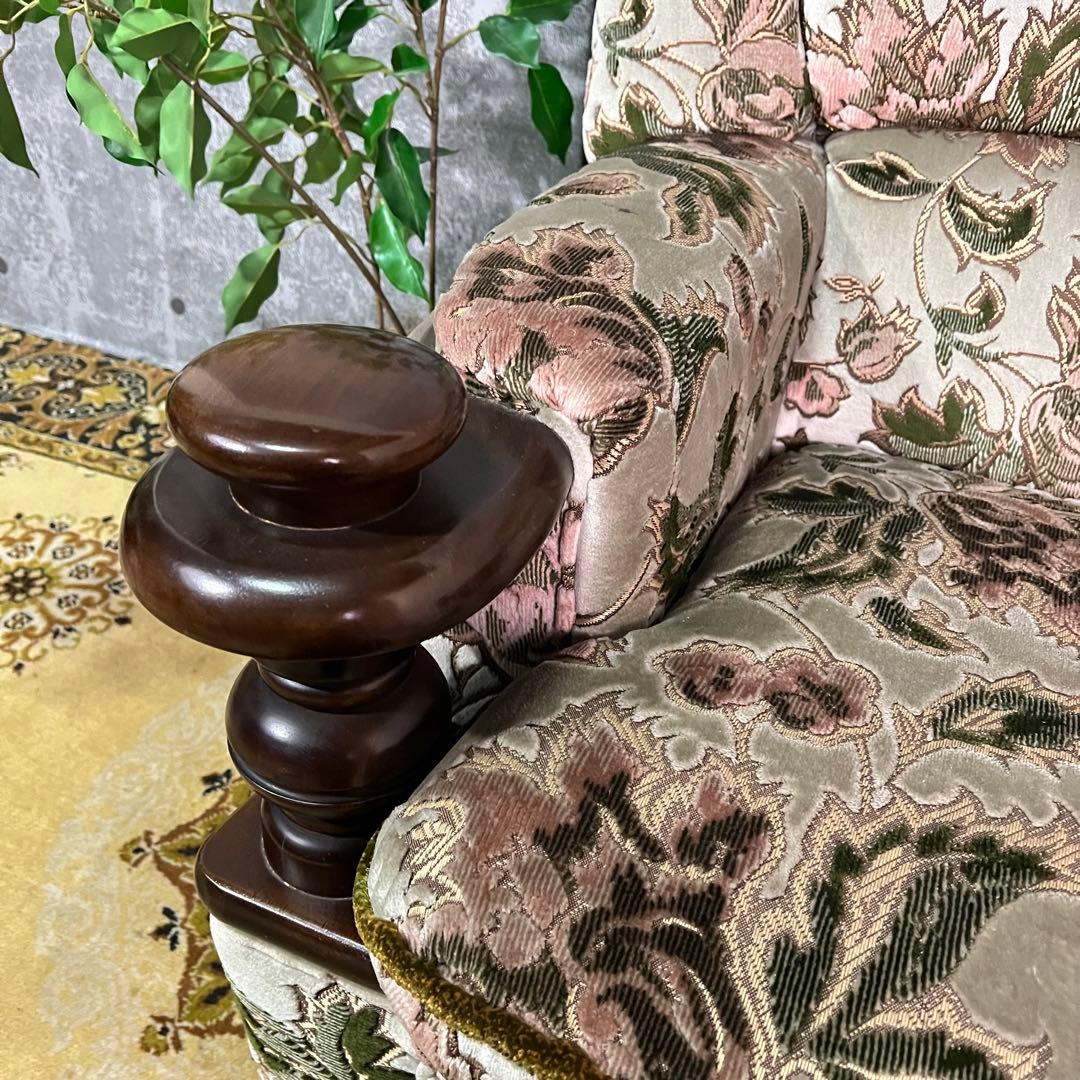 ꧁カリモク家具 karimoku꧂コロニアル 1人掛けアームソファ 花柄