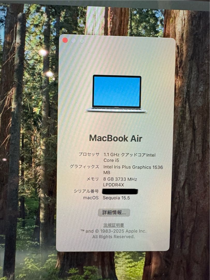 美品　MacBook Air 2020 13インチ 512GB 8GB シルバー