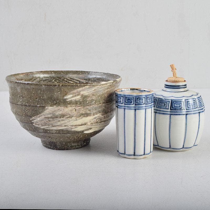 茶道具　井筒寛斉造　草花蒔絵　茶箱　茶碗　棗など　九点一式　共箱　U　R9039