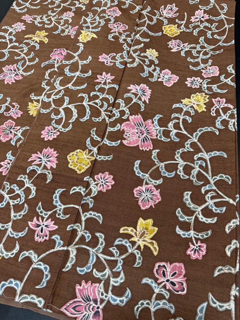 【銘品新品】京都老舗銘店「京ごふく細尾」 「木版染め」小千谷紬 玉糸 トール寸