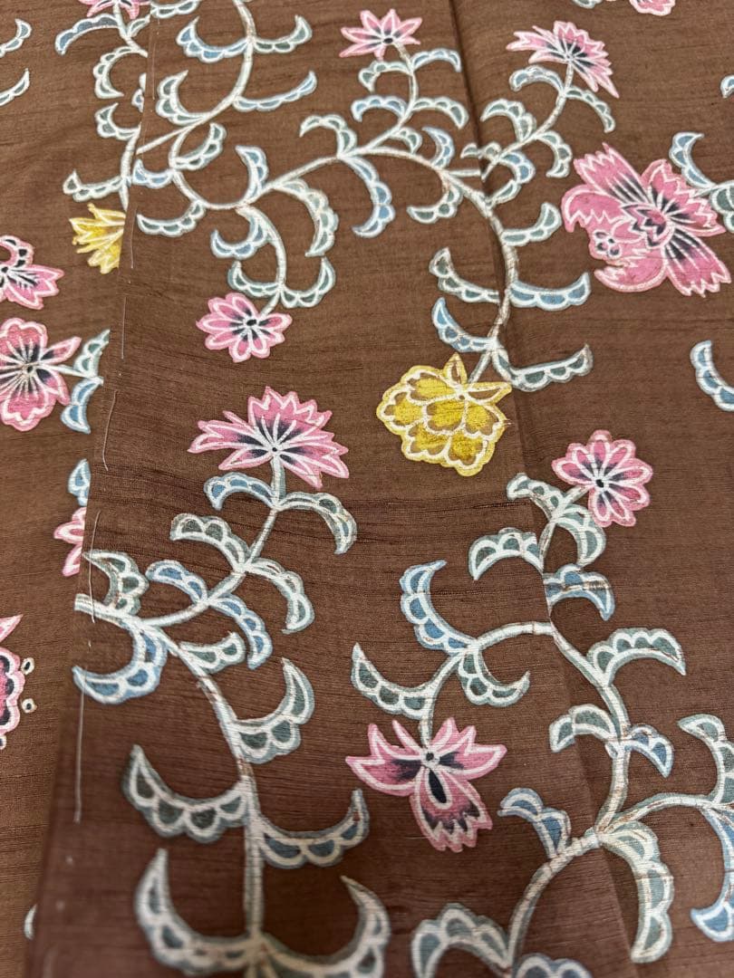 【銘品新品】京都老舗銘店「京ごふく細尾」 「木版染め」小千谷紬 玉糸 トール寸