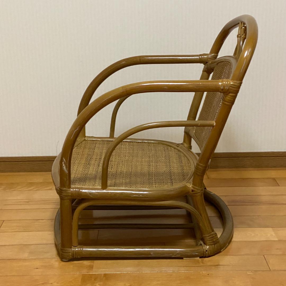 籐 ラタン ローチェア 肘付 W54 D57 H61 座面の高さ20 送料込み