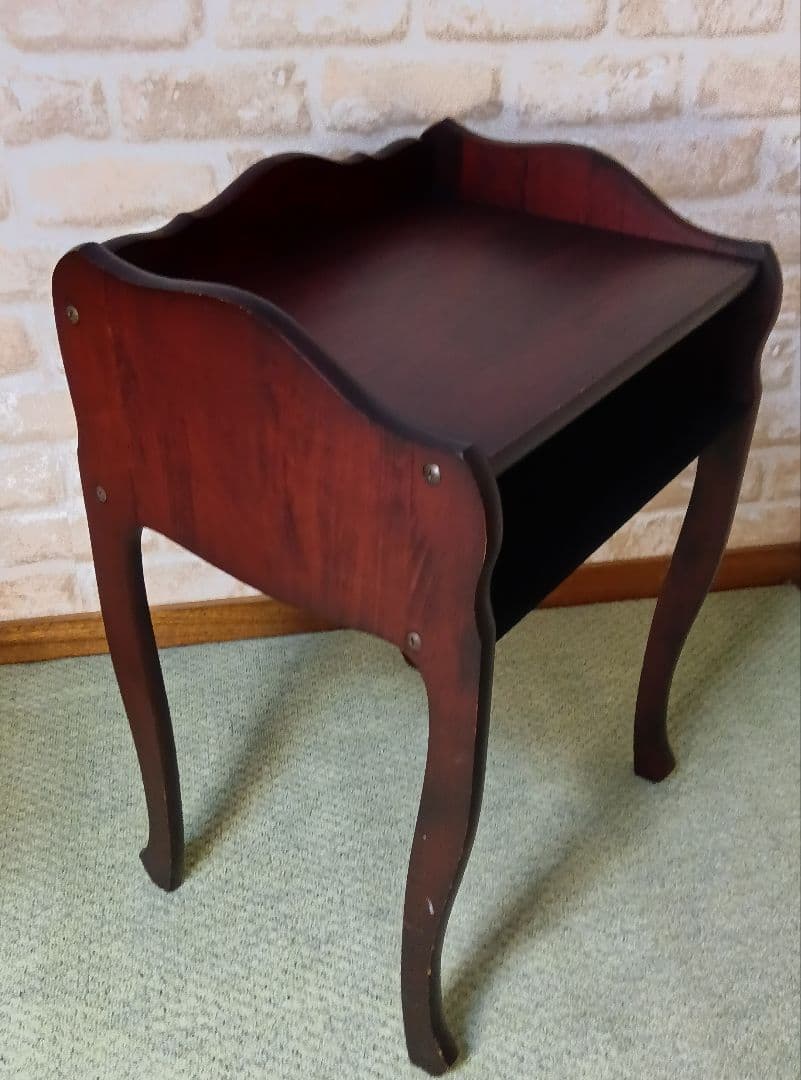 アンティーク調/猫脚　花台電話台飾り台　ブラウン　家具中古43×36×高63cm