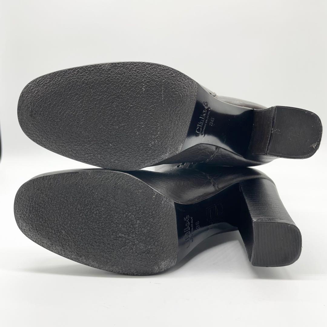 【美品】Chloe クロエ ロングブーツ サイドジップ レザー 金具 23cm