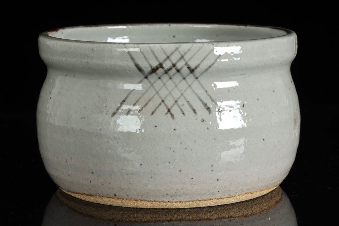 絵唐津 利右衛門銘 建水 在銘 共箱付 茶道具 唐津焼 時代物 古美術 骨董品