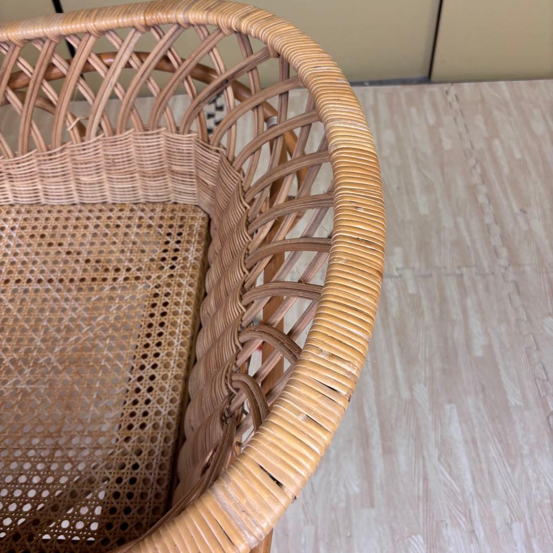 籐のベビーベッド　ゆりかご　キャスタースタンド付　アンティーク