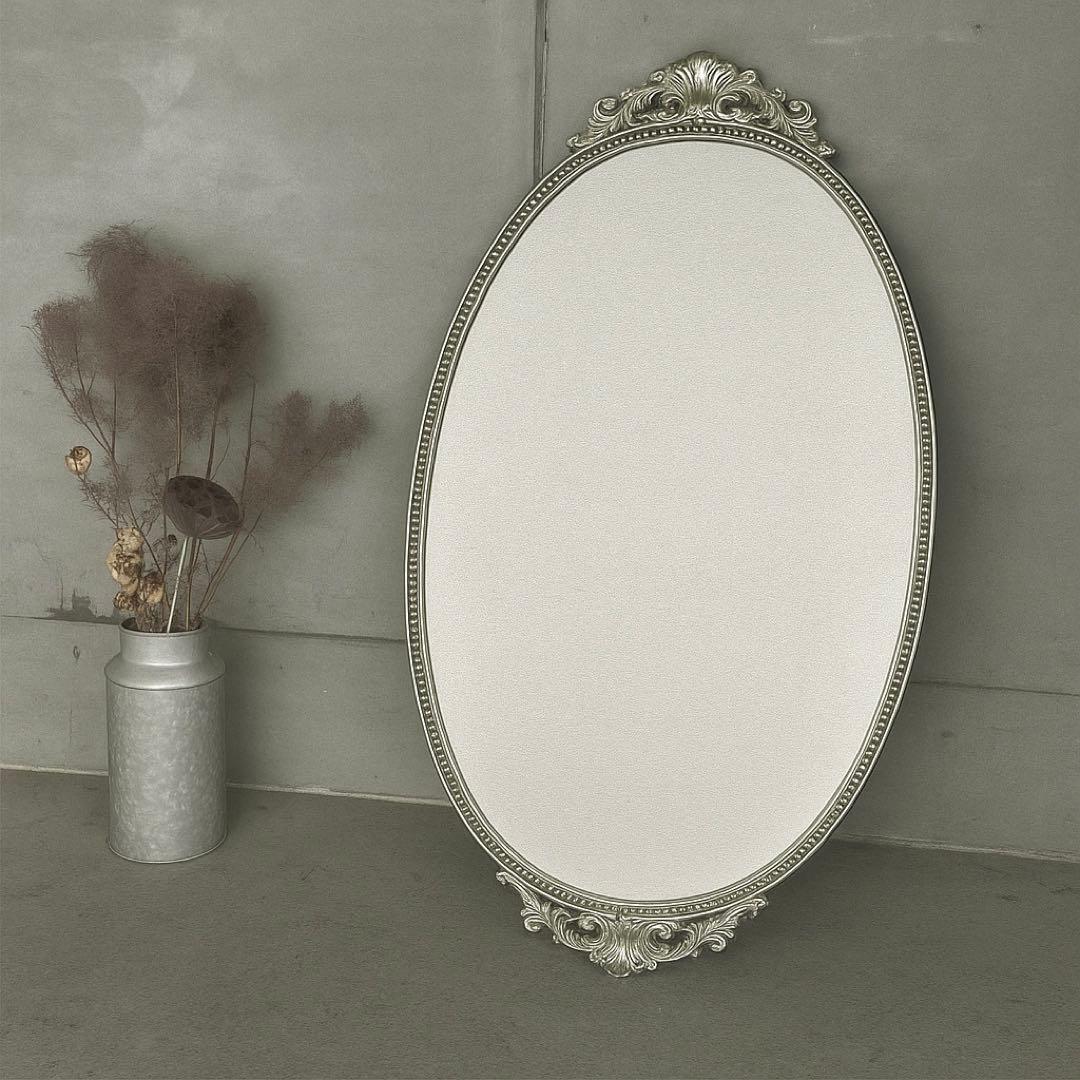 ✦豪華装飾✦ 楕円ヴィンテージ大型ミラー 貴族風 ロココ調デザイン　バロック調