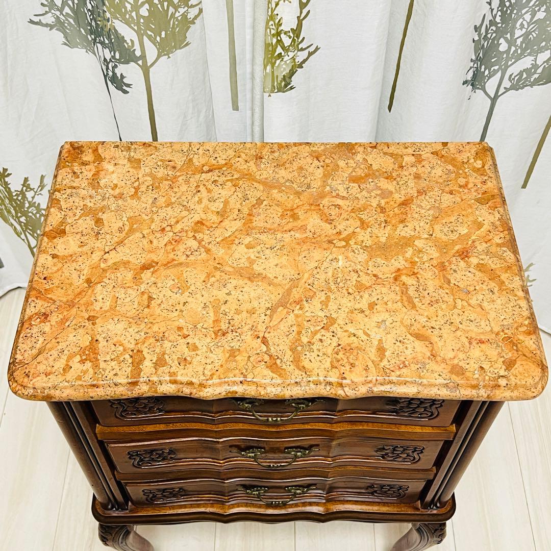 クラウディオ 猫脚 3段チェスト アンティーク イタリア製 大理石 天板