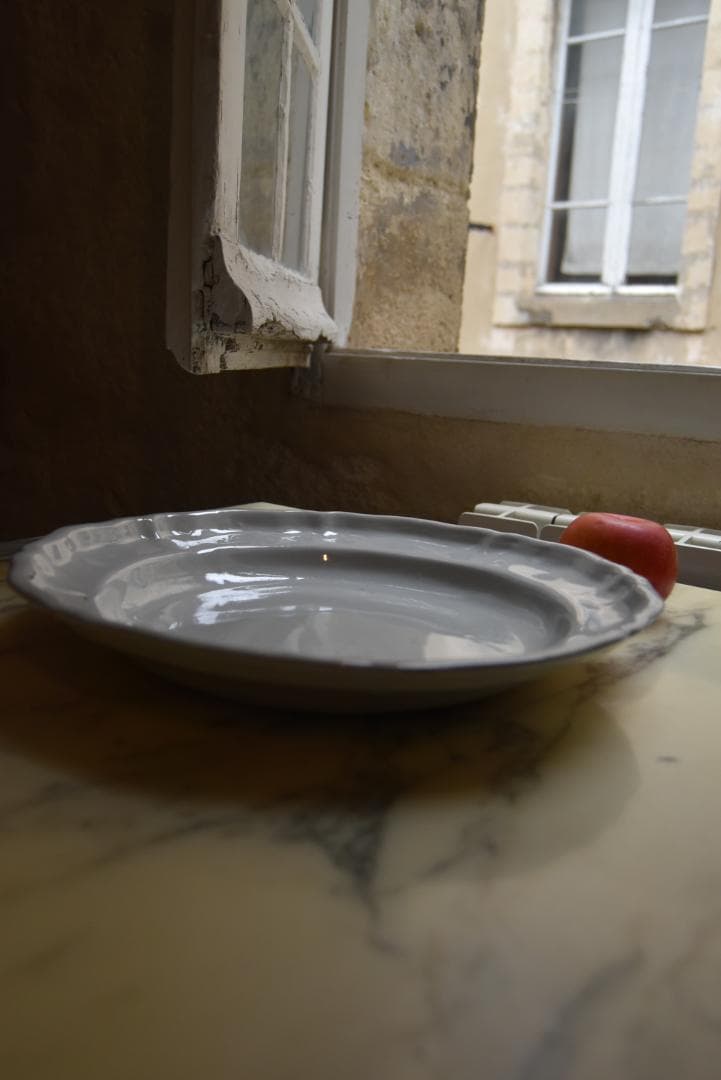 超美品　18/19世紀　ムスティエ　花リム大皿　×印　フランスアンティーク