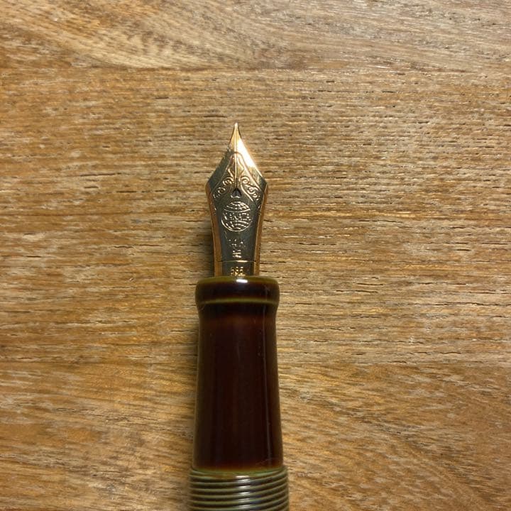 【極希少】中屋万年筆 ライター 碧溜 ロング 14K エボナイト
