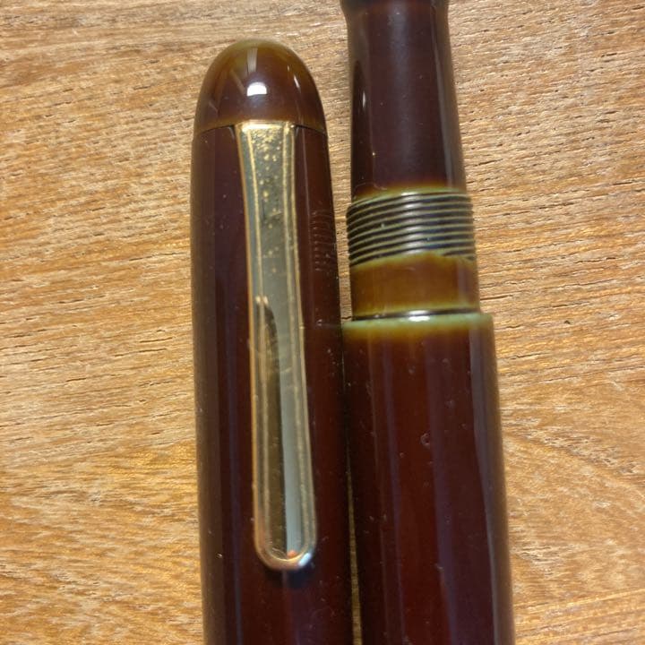 【極希少】中屋万年筆 ライター 碧溜 ロング 14K エボナイト