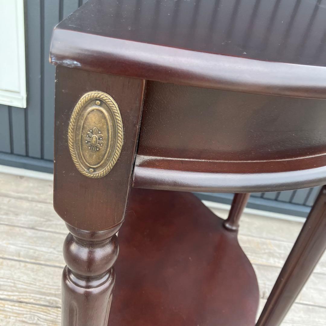 北欧レトロ アンティーク 半月型 木製コンソールテーブル サイドテーブル 古家具