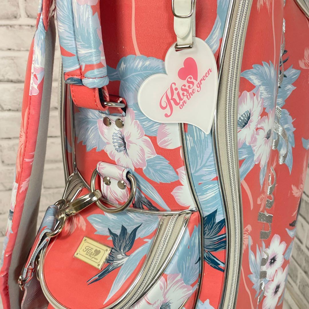 Kiss on the green キャディバッグ キャスター付き 花柄 ゴルフ