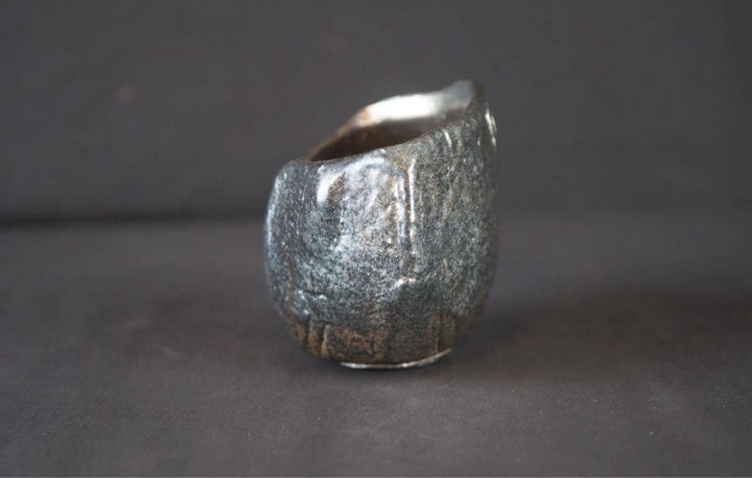 石嶋哲彦 作 銀彩茶碗 共箱 栞 茶道具 保証品