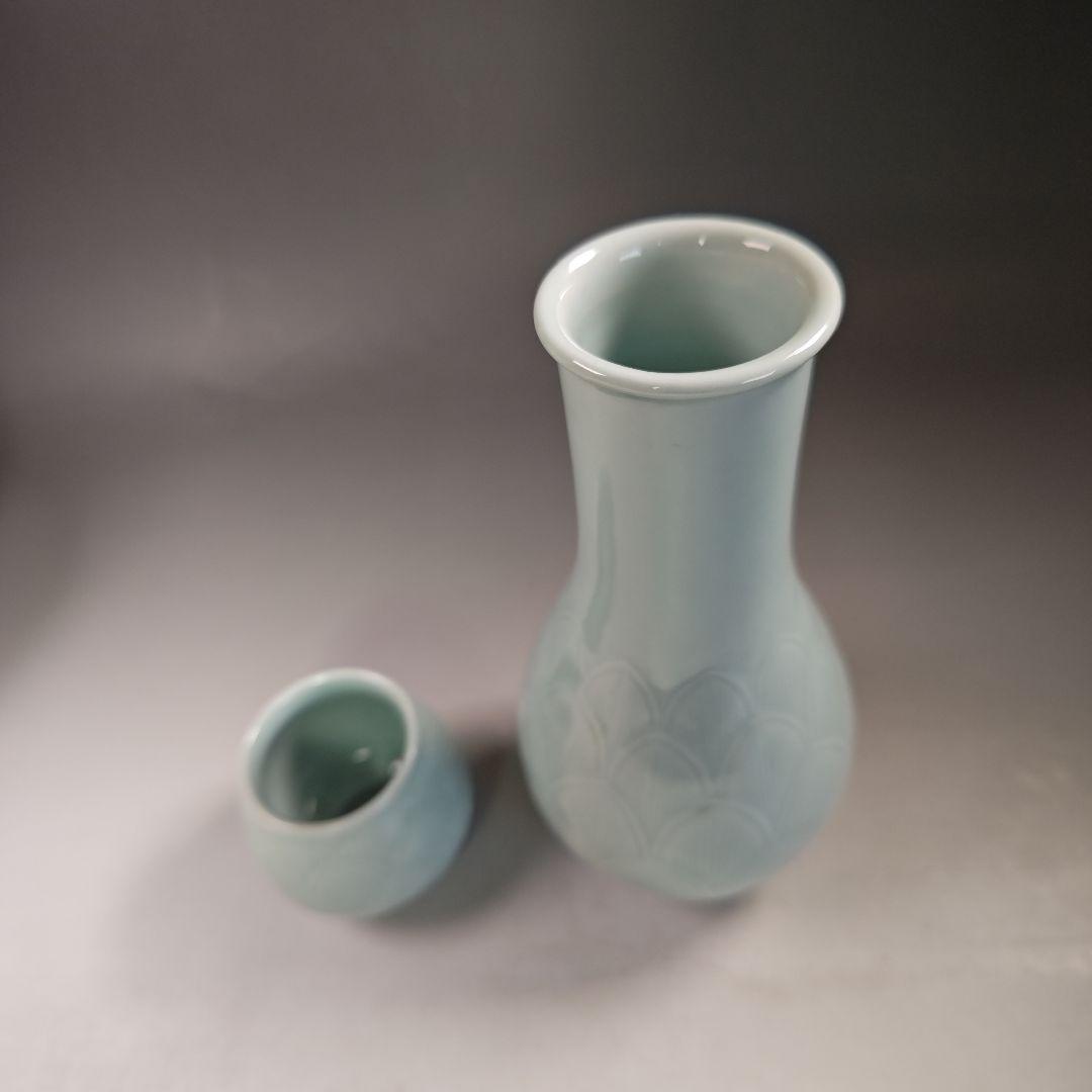 イ748 皆具『韓国 陶芸 粱命煥 青磁 青珍 皆具　共箱』茶道具