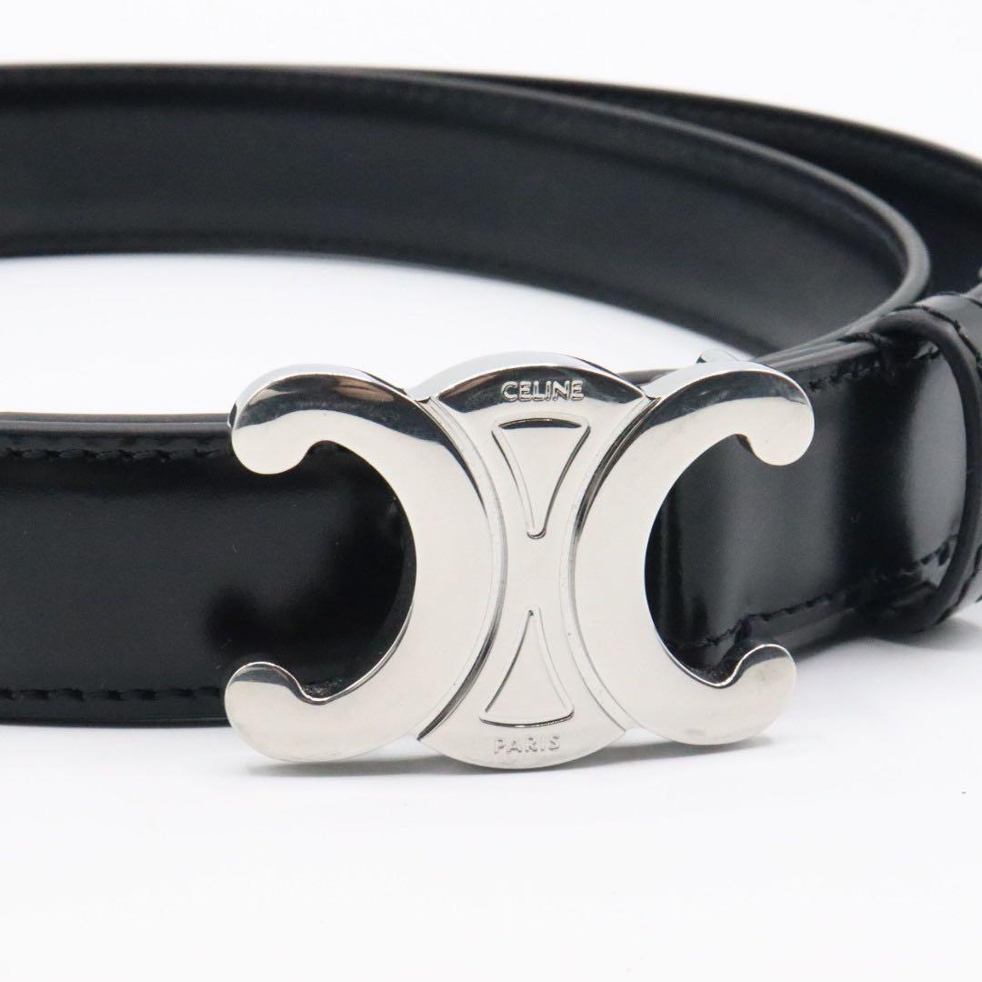 美品　セリーヌ　トリオンフ　カーフスキン　ベルト　95 ブラック