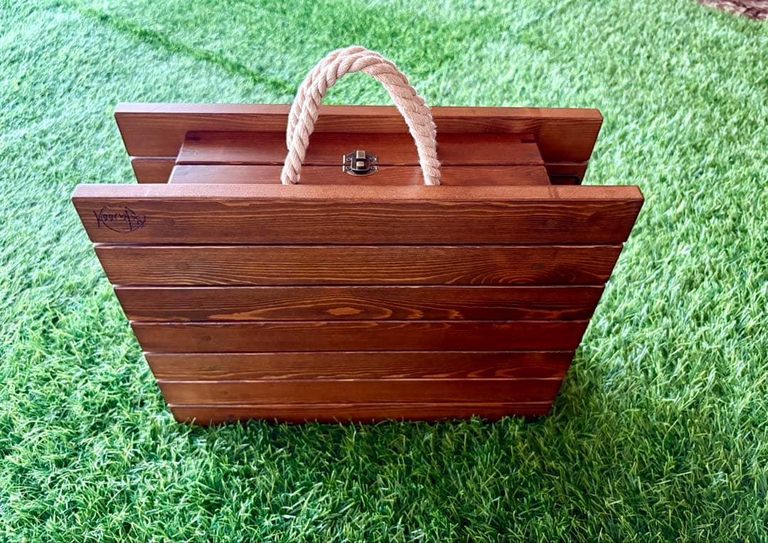 木製折り畳み式アウトドアテーブル【カラー:ウォルナット】