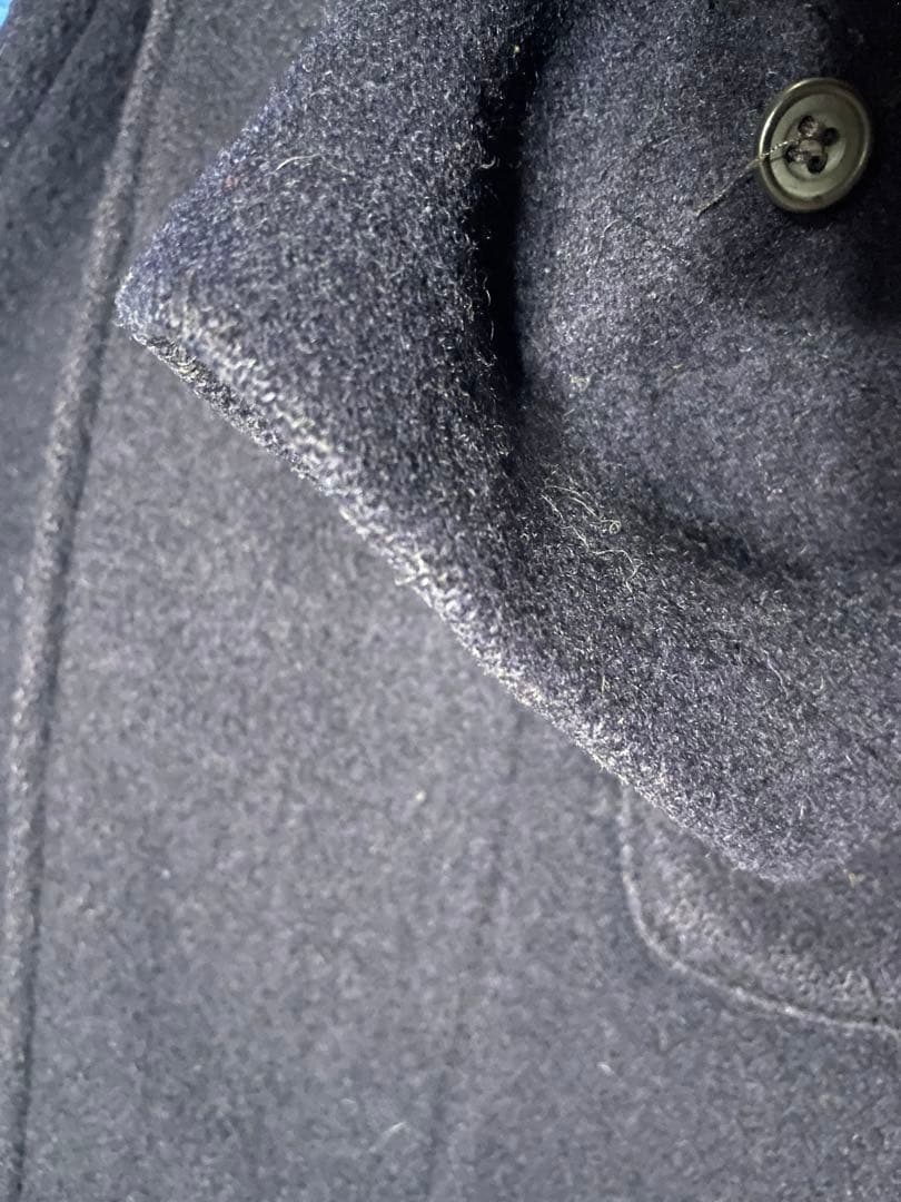 イギリス製 ツイードウール100% tibbett ダッフル コート ネイビー