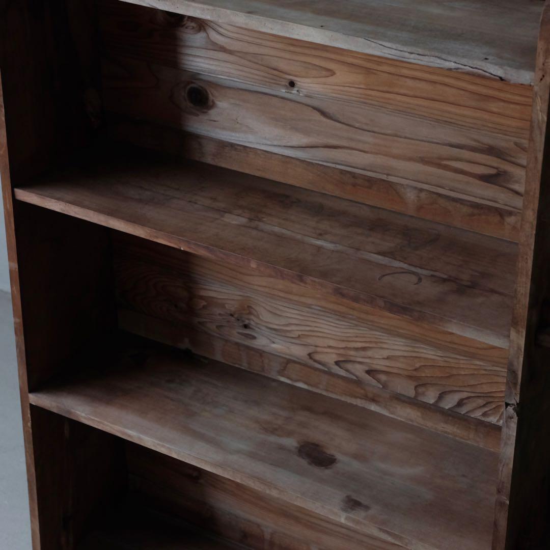 桜材 4段楔式本棚　陳列棚 収納棚 ブックシェルフ ラック 古家具 アンティーク
