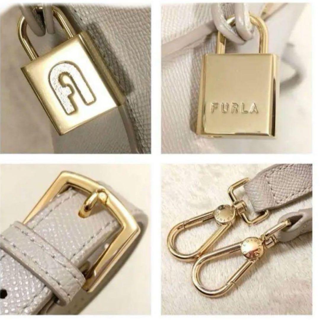 FURLA フルラ グレージュ ヴィットリアMドーム 2wayレザーハンドバッグ