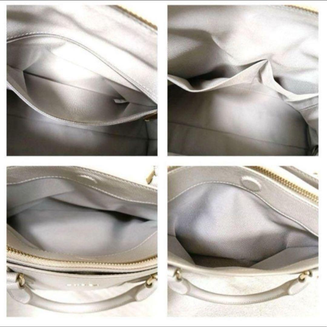 FURLA フルラ グレージュ ヴィットリアMドーム 2wayレザーハンドバッグ