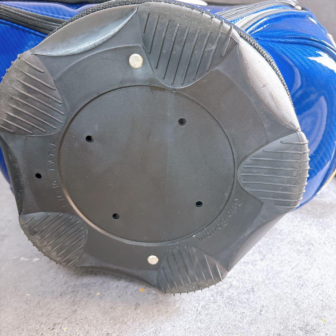 キャディバッグ　9.5型　5部割　ポルシェ　エナメル　カーボン調　ブルーネイビー