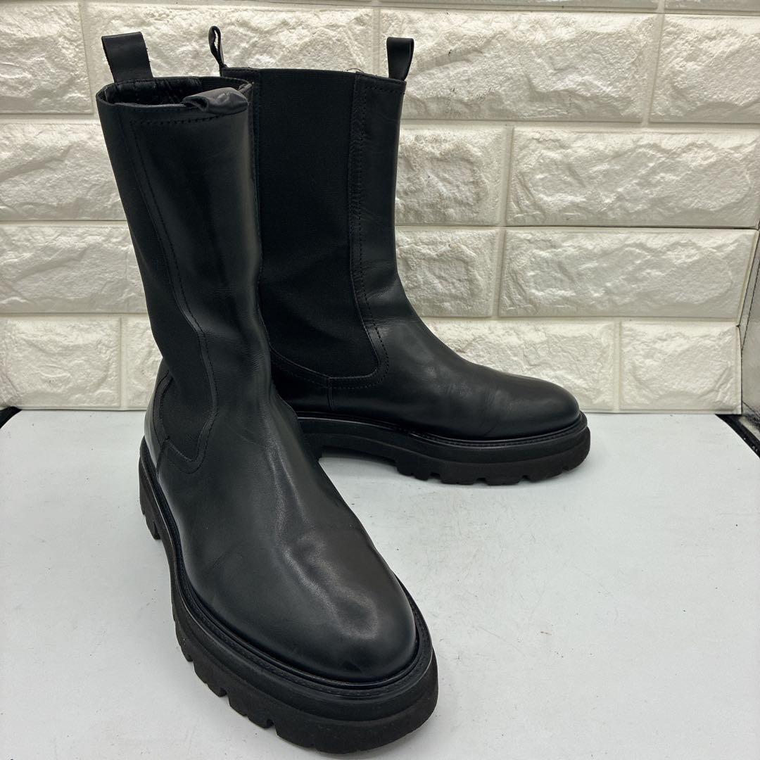 【良品】パスクッチ サイドゴアブーツ 38 チェルシーブーツ トラックソール 黒