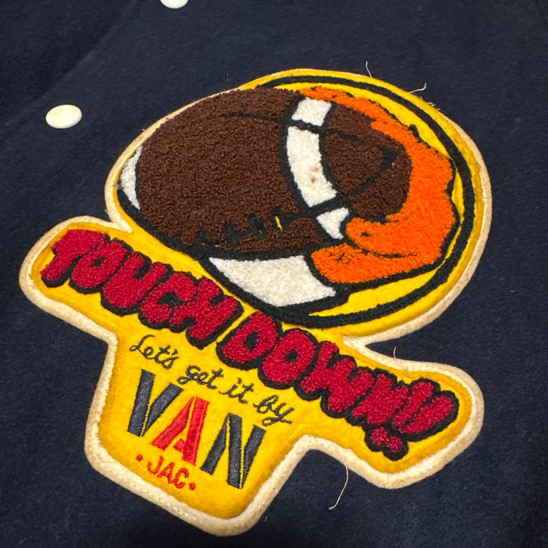 80s 当時物 VAN 袖革 スタジャン ブラック　レザー