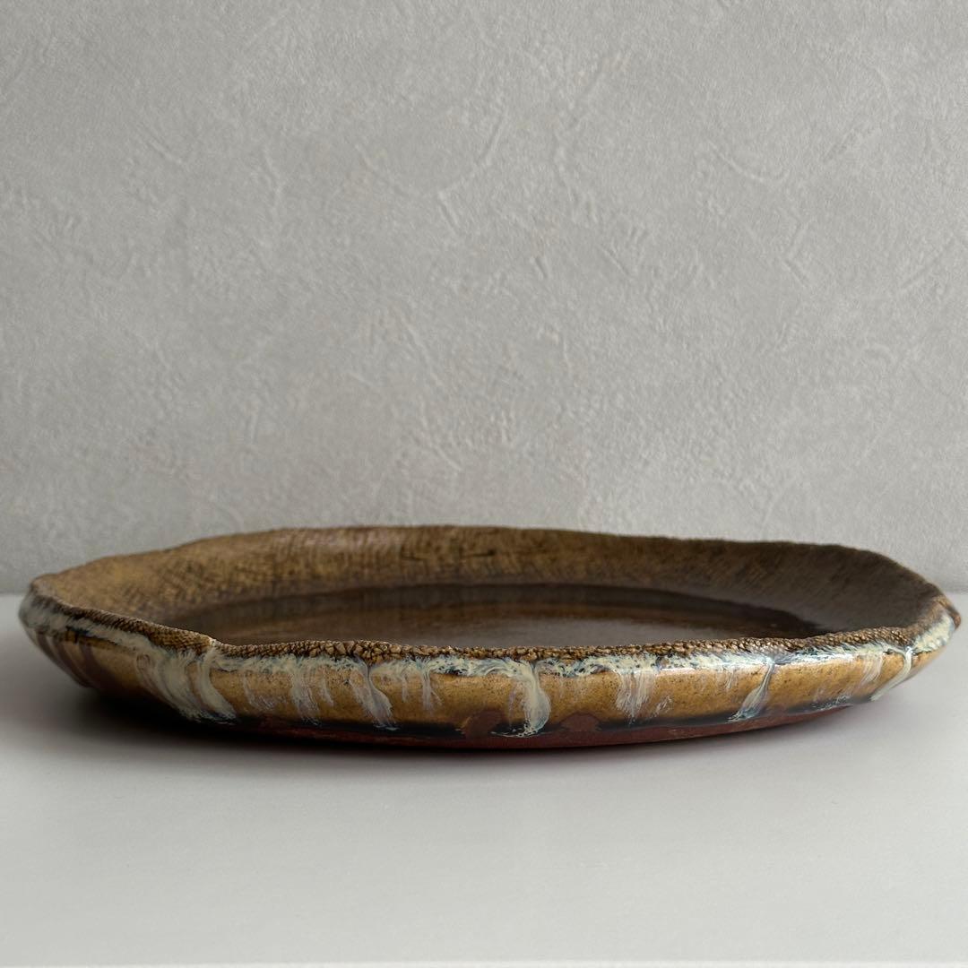 高内秀剛 皿 飴糠釉 掛分皿 共箱