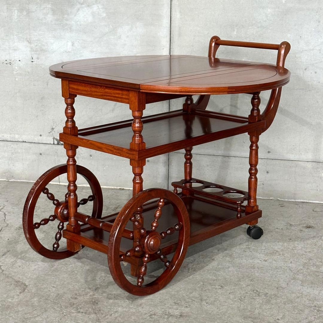 ✦ミッドセンチュリー✦ローズウッド製バーカート　キッチンワゴン バタフライ開閉式