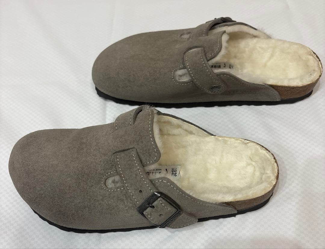birkenstock グレー　スエード　ファー