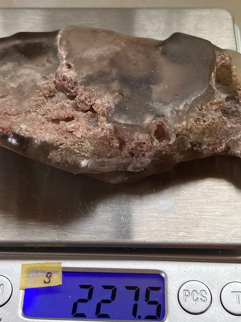 T1034ピンクホワイトガーデンクォーツ原石ルチル針瑪瑙共生ラダー虹入りジオード