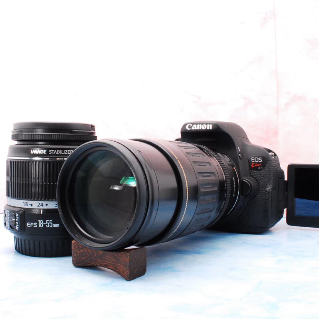 キャノン Kiss X7i☆手ぶれ補正標準＆超望遠レンズ付☆一眼レフカメラ