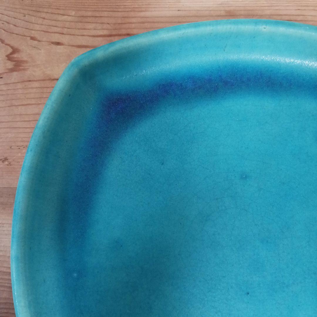 やちむん　沖縄　大嶺工房　ペルシャブルー　足付き