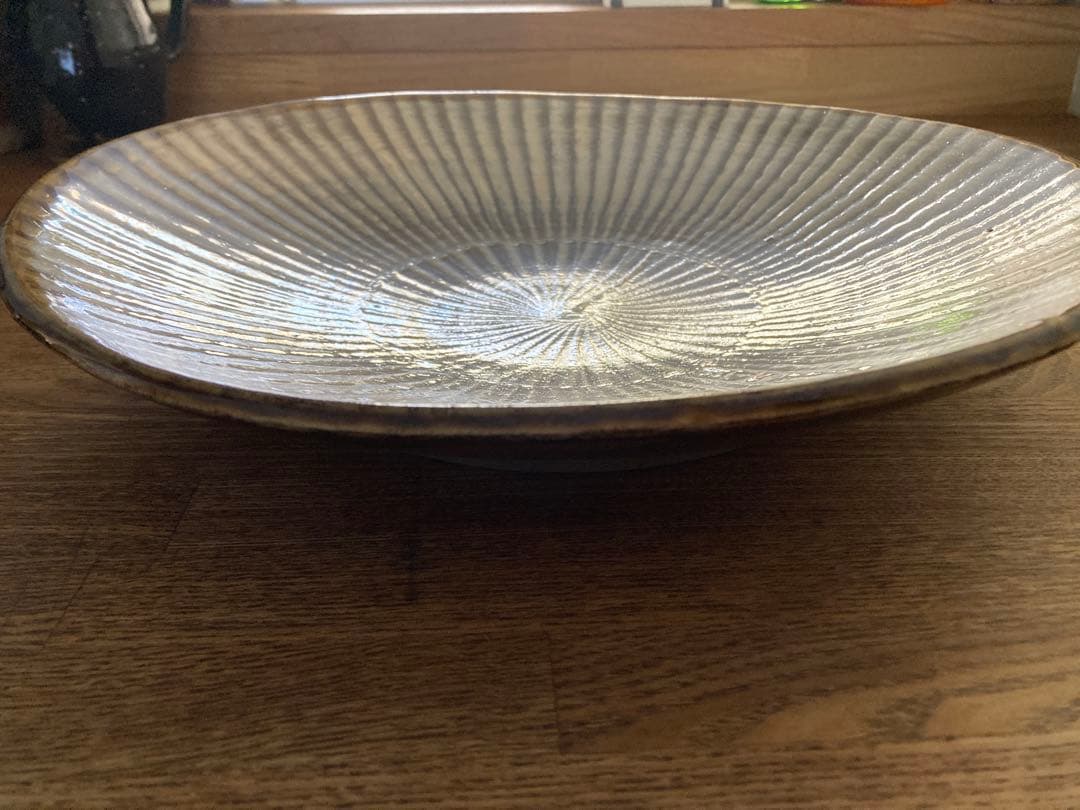 小鹿田焼　飛び鉋　大皿　民藝