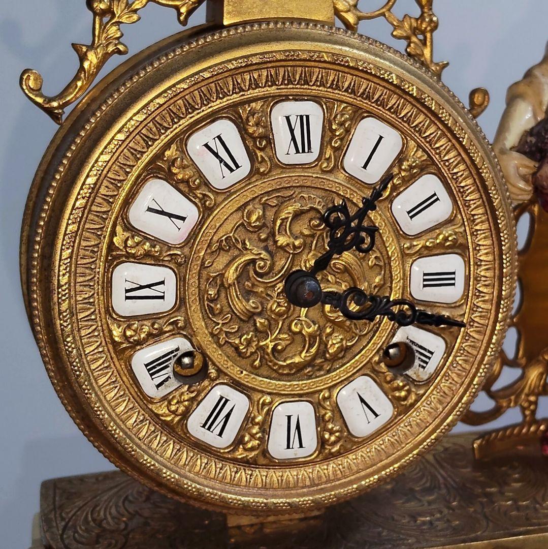 機械式 アートクロック アンティーク 置時計 4.7kg ヨーロピアン 訳有