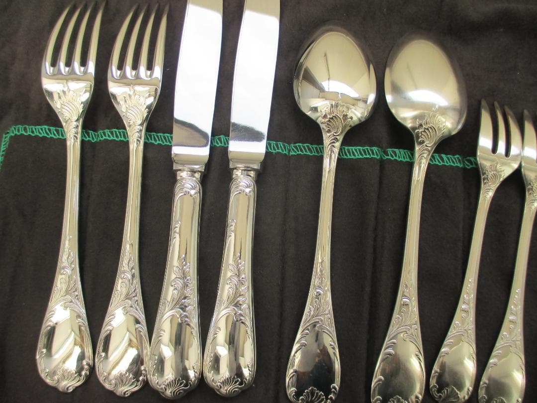 ☆仏蘭西高級銀器クリストフルシルバー カトラリー１０本　マルリー酸化防止収納袋入