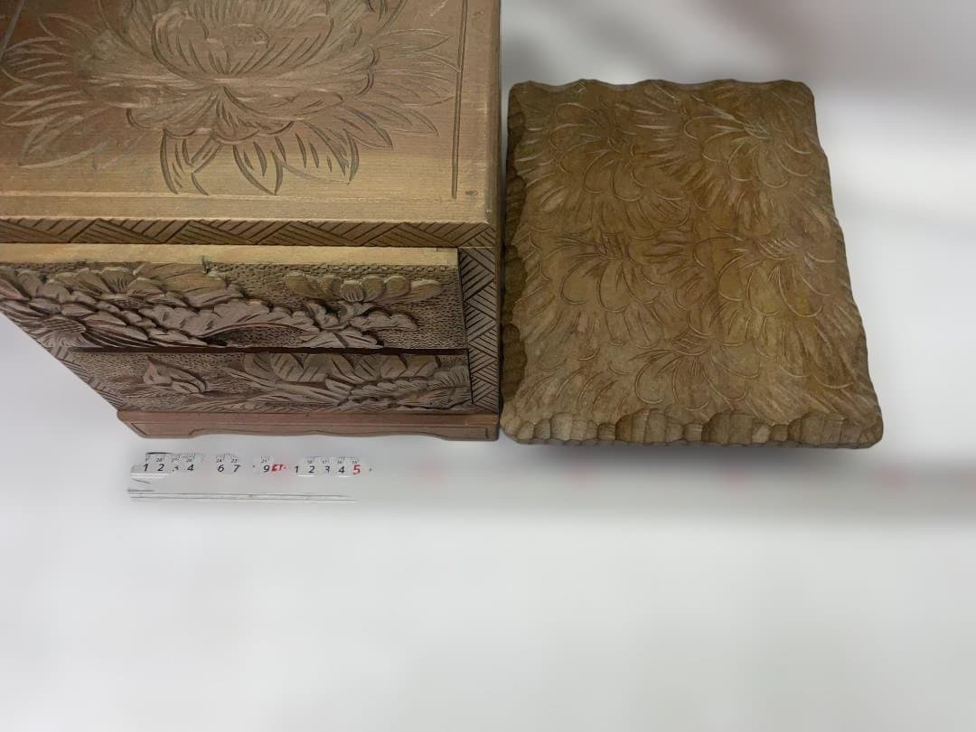 日光彫　スツール　サイドテーブル　花台　小物入れ　ミニテーブルセット