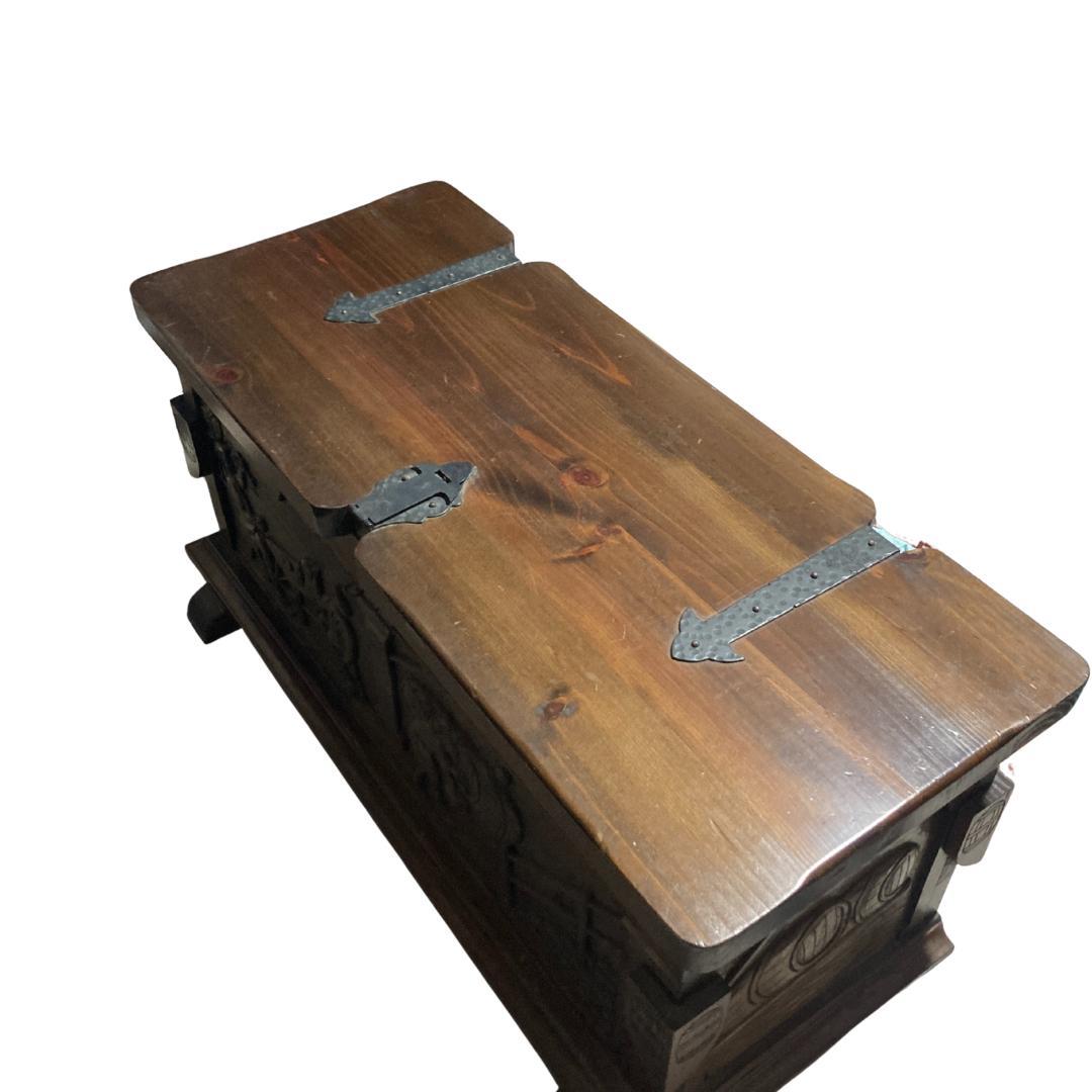 木製トランク　アンティーク調 ヴィンテージ トランクチェスト 宝箱　昭和レトロ