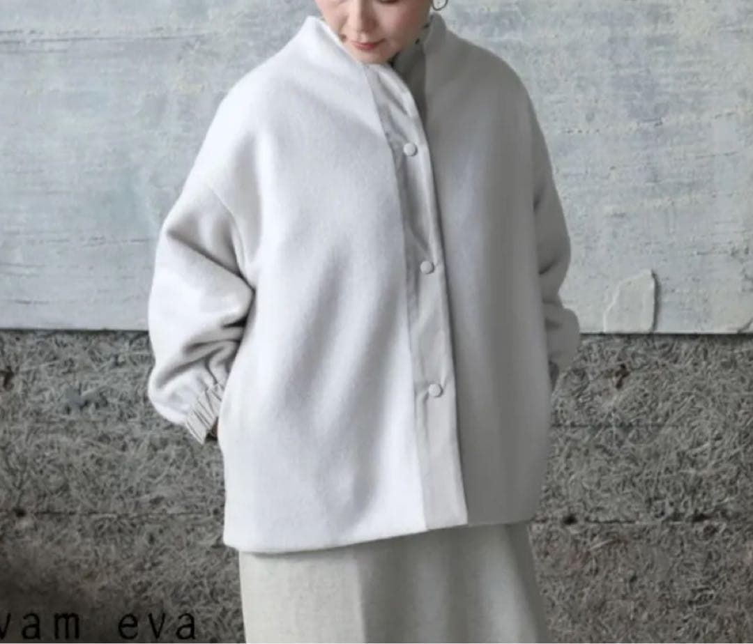 evam eva ウールパディングショートコート 1 ホワイト系 ジャケット