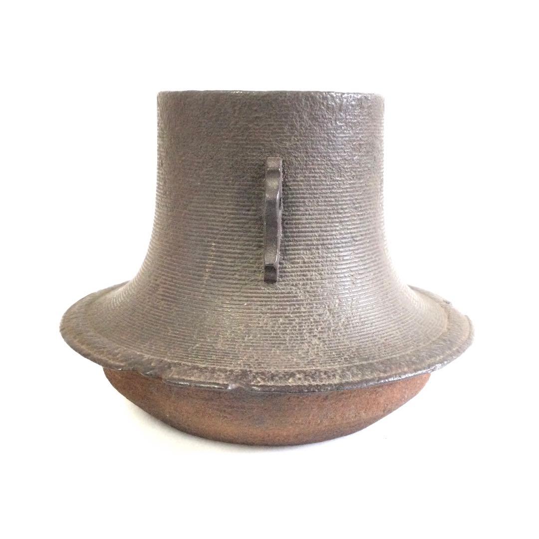 茶釜 富士釜 銘無し 銅蓋 釜環無し 茶道具 B883