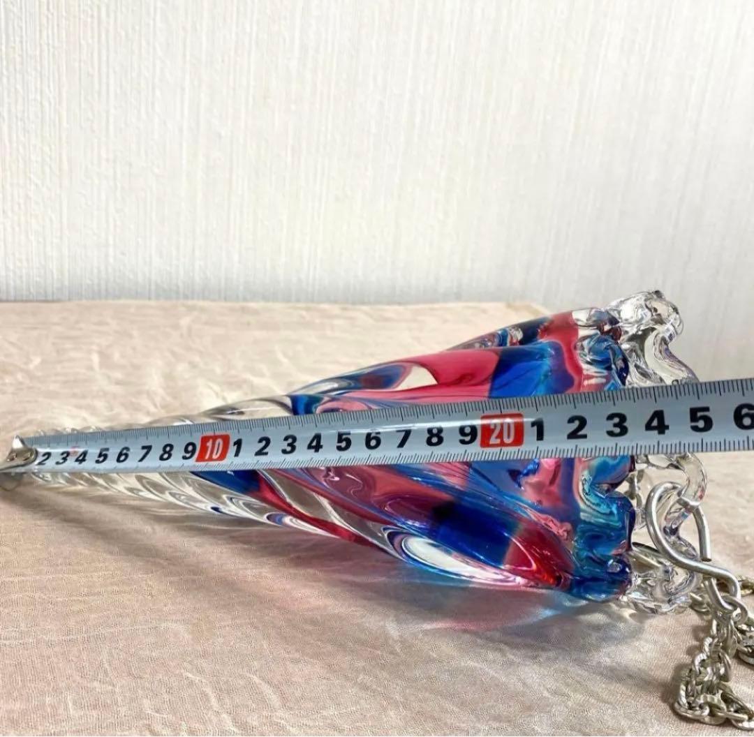 70年昭和レトロアンティーク吊り下げ花瓶ぷっくりレトロガラススパイラルランプシェ