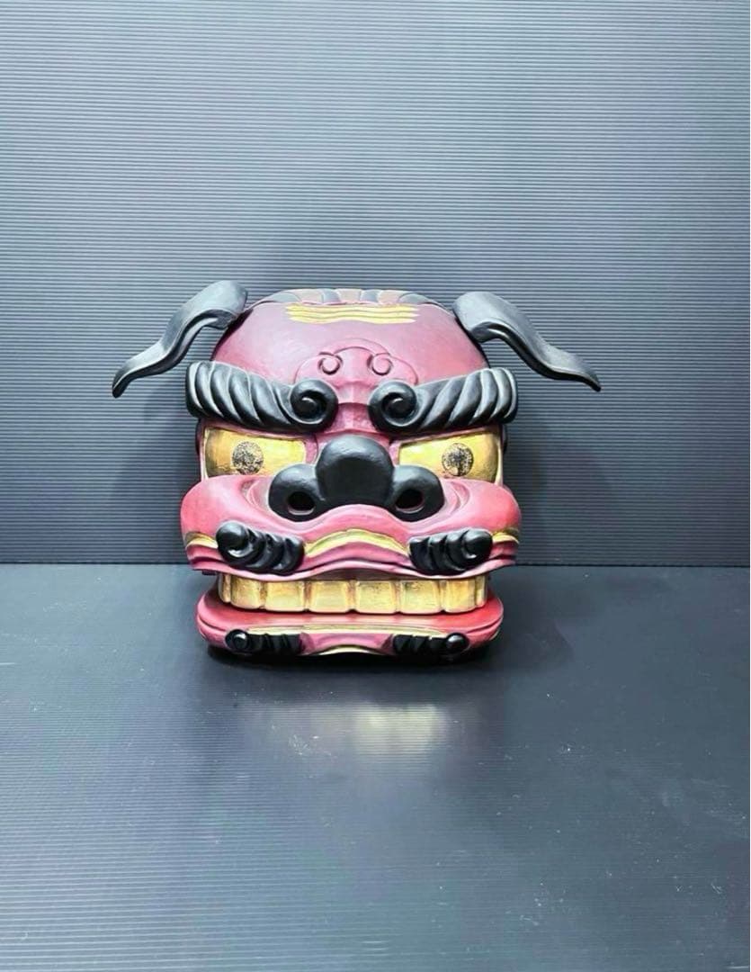 獅子頭　獅子舞　木製獅子頭　特大サイズ　３０センチ越え　獅子頭置物　魔除け置物
