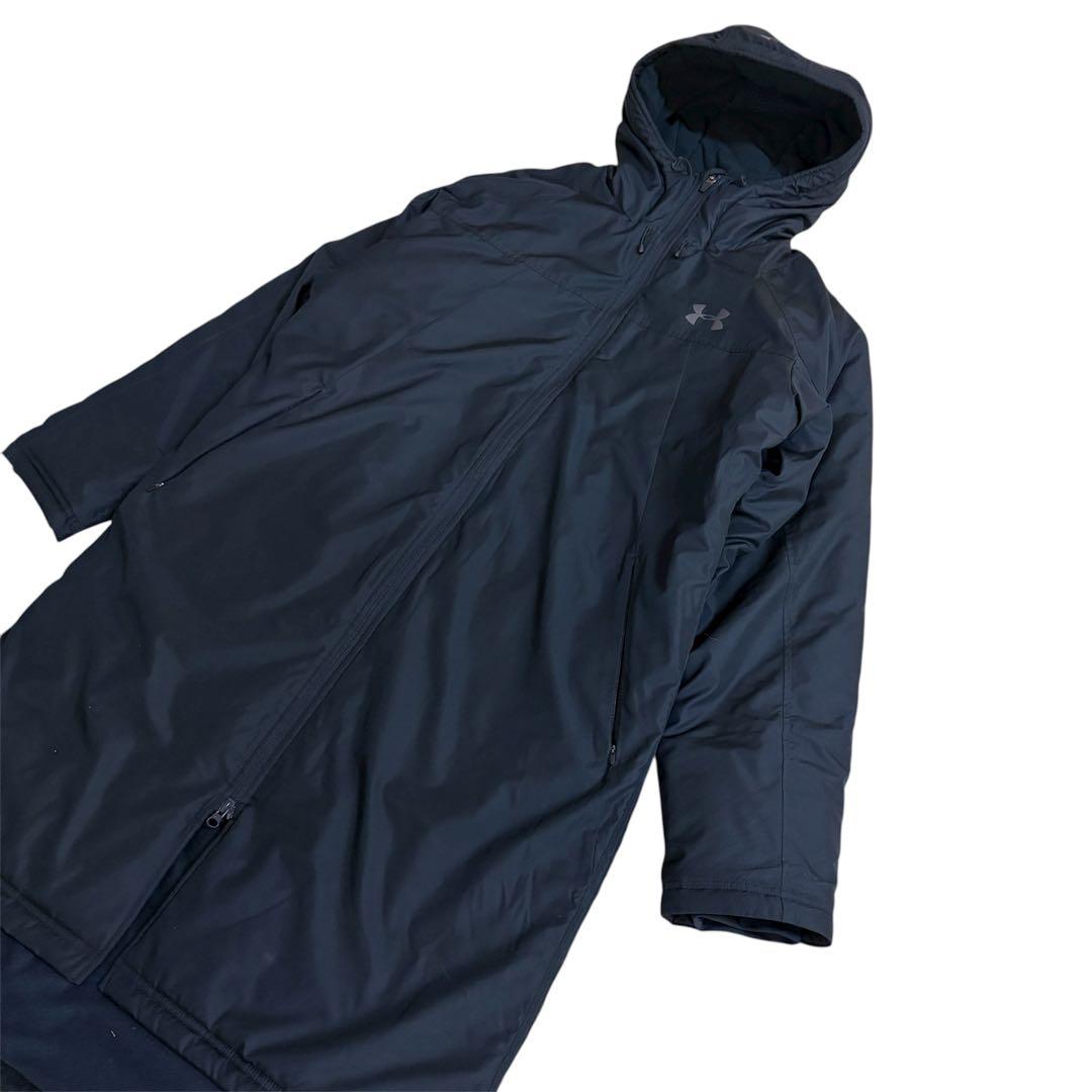 UNDER ARMOUR 保温性 ロゴプリント フーデット ベンチコート XXL
