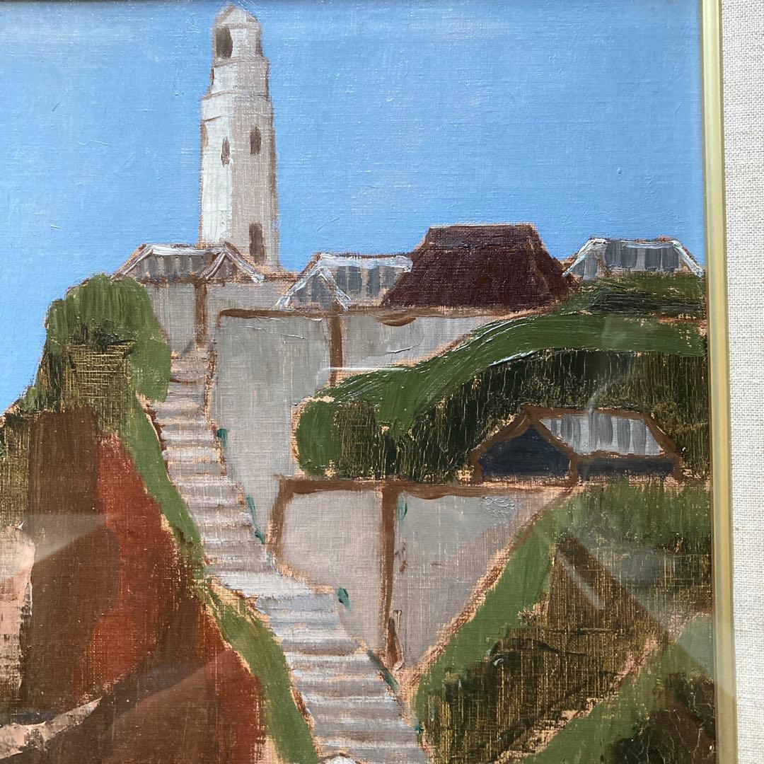 佐田勝「灯台」額46.4×37.2絵33.4×24.3cm師藤島武ニ東京美術学校