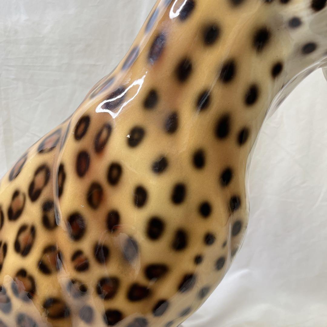 【希少良デザイン】最高級陶器　オブジェ　レオパード　骨董品　美術品　アニマル