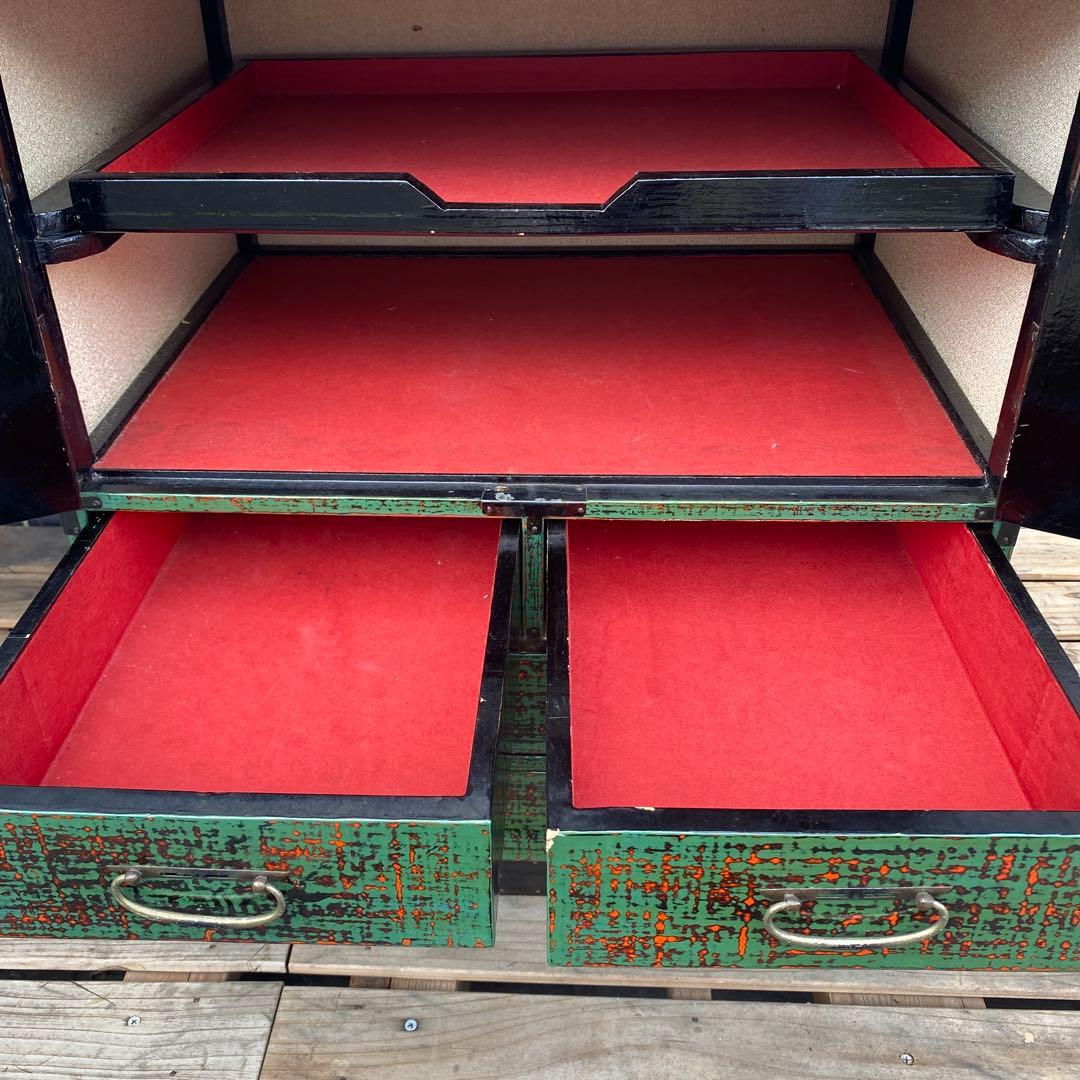昭和レトロ 箪笥 漆塗り 小引き出し 時代物 チェスト 骨董品 古道具 和家具